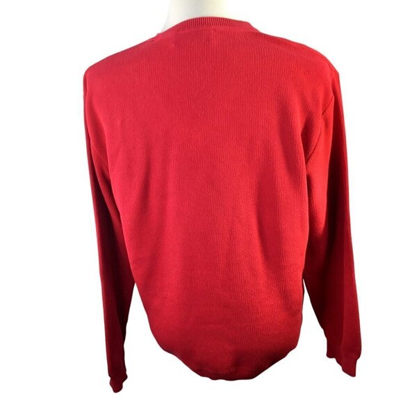 Peru Unlimited Men's V Neck Sweater Pima Cotton Size Large Red Long Sleeve - Picture 4 of 7